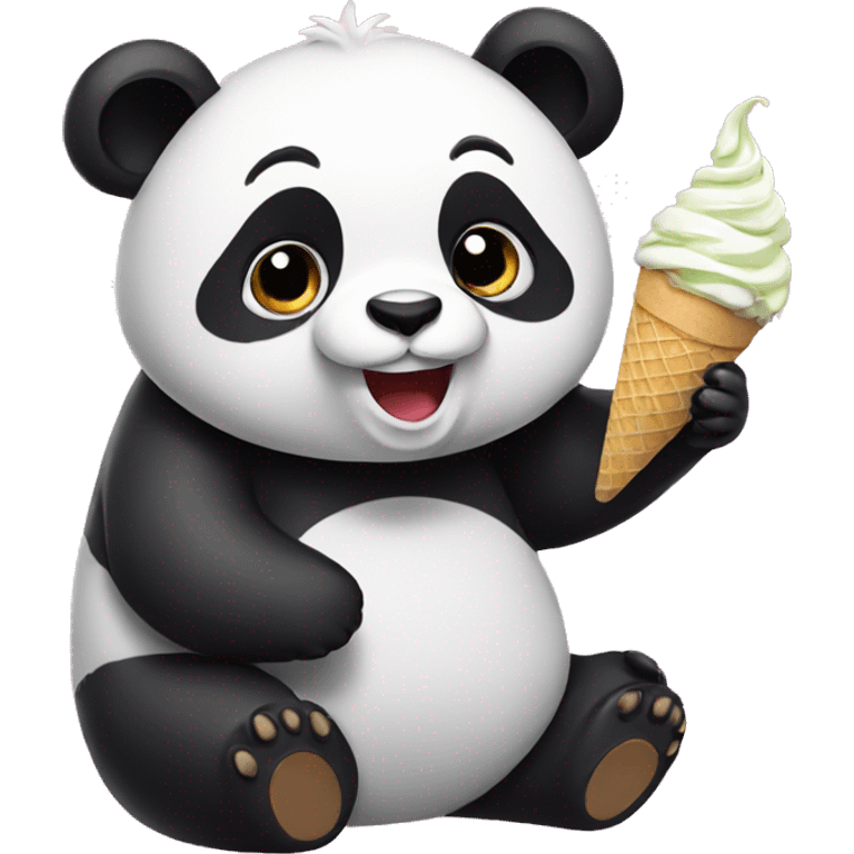 Panda eating ice cream emoji