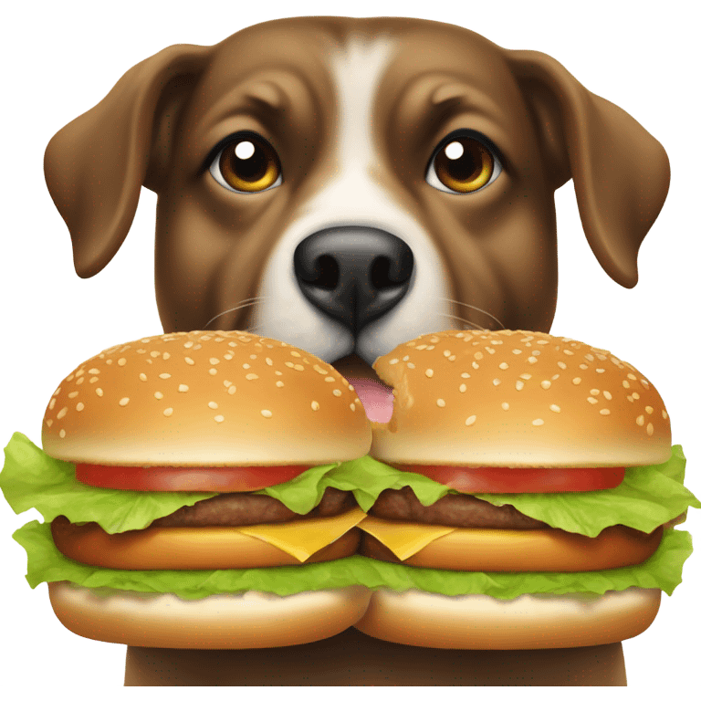 Dog eating burger emoji