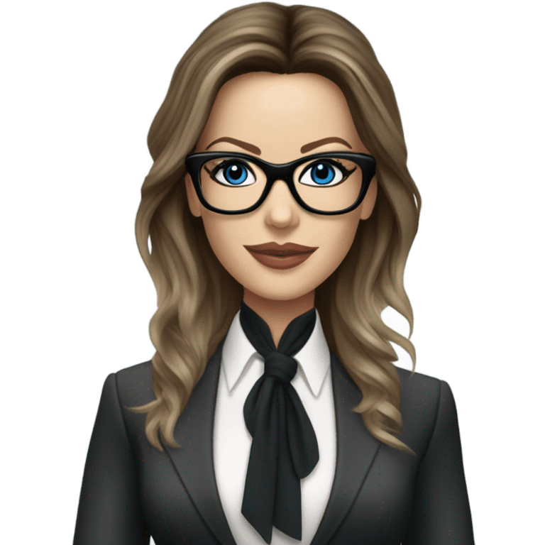  Realistic classy photo Kate Beckinsale blue eyes wearing glasses in a business meeting high fashion  emoji