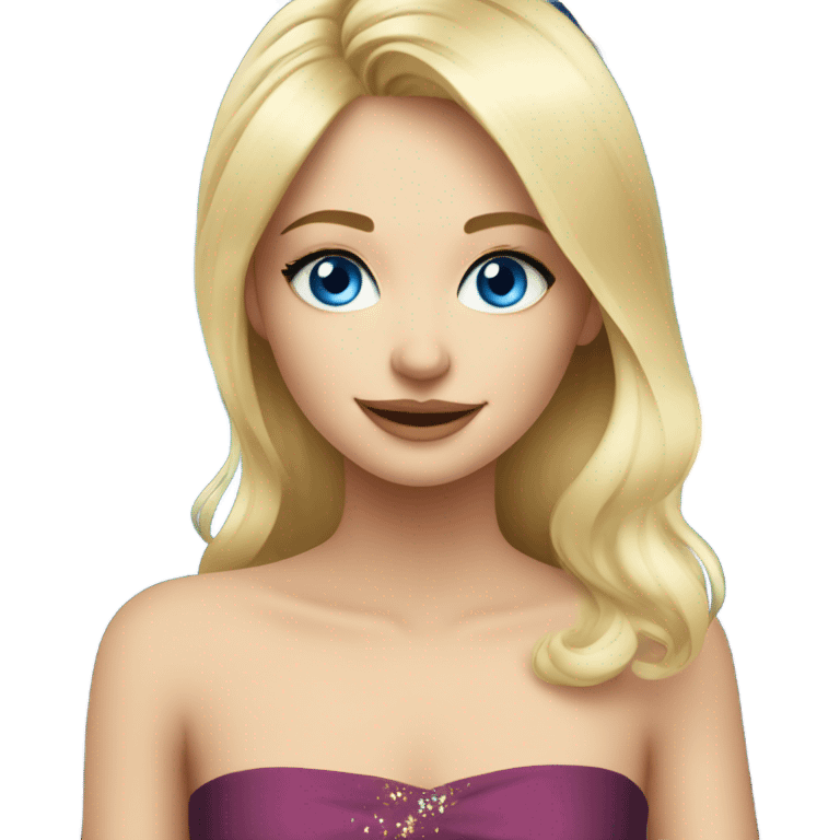 Blonde girl with blue eyes in dress at New Year’s party emoji