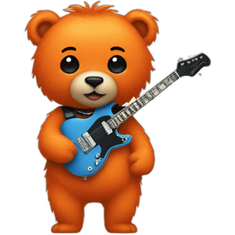 glamrock orange bear with tiny black top and blue eyelash emoji