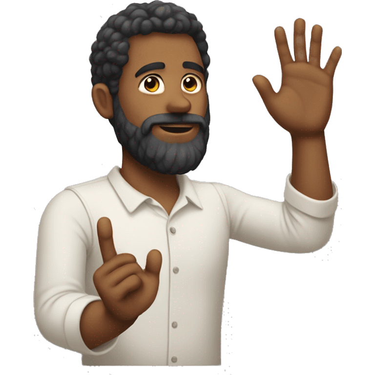 Man with beard have big hand and little legs  emoji