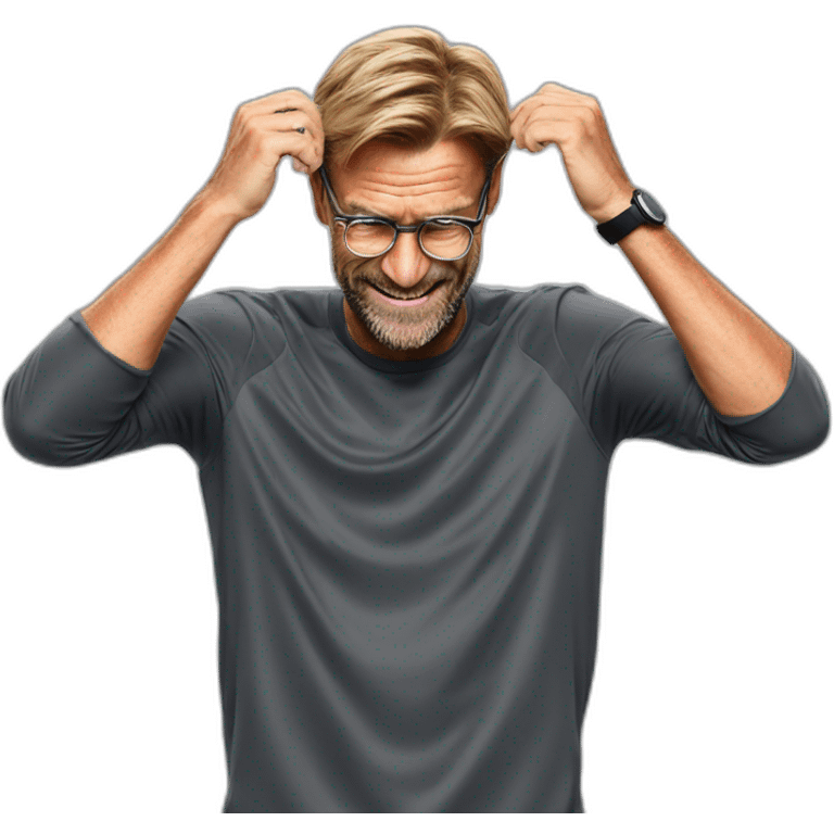 jurgen klopp placing hands under the head emoji