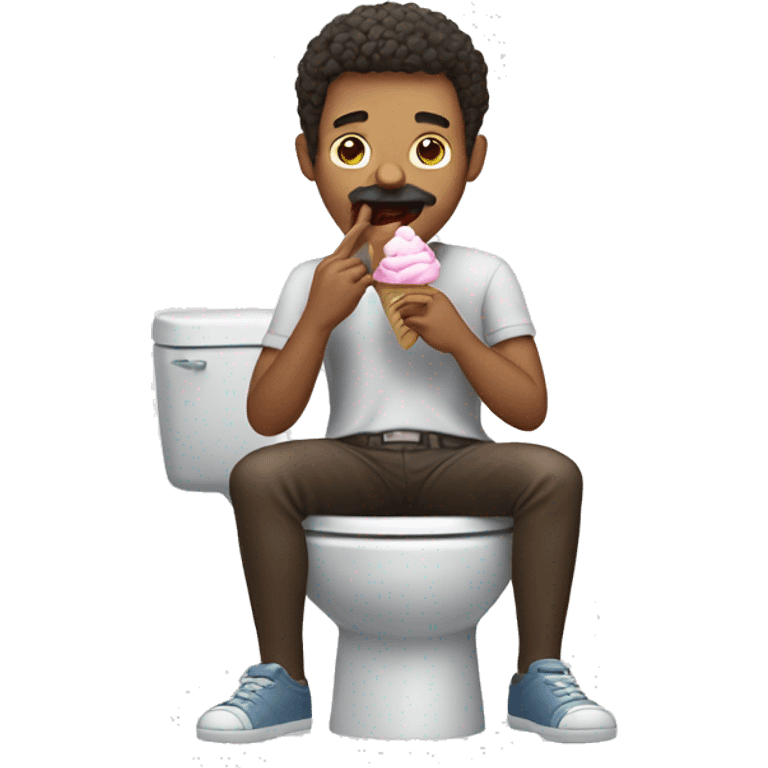 Man with short moustache eating ice cream on the toilet emoji