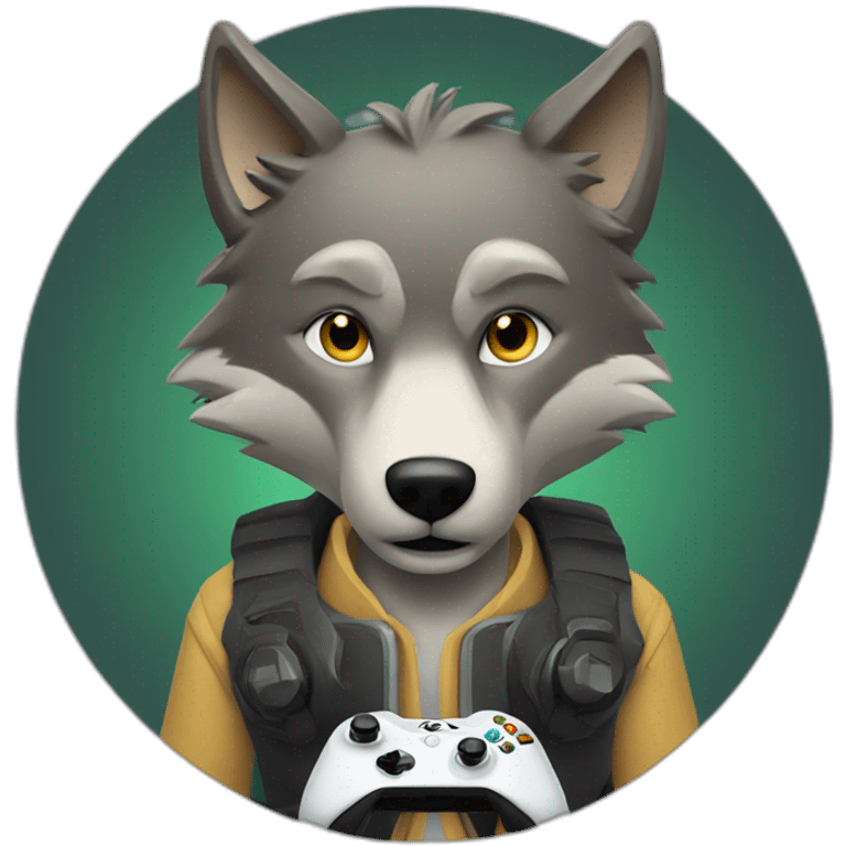 wolf playing video games on Xbox Series X emoji