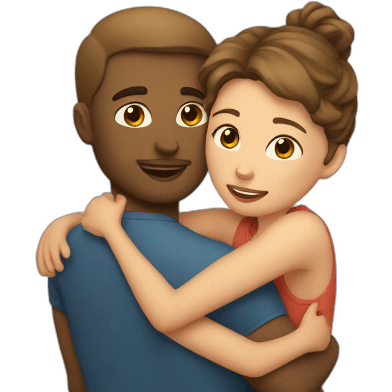 A women hugs men fair complexion  emoji