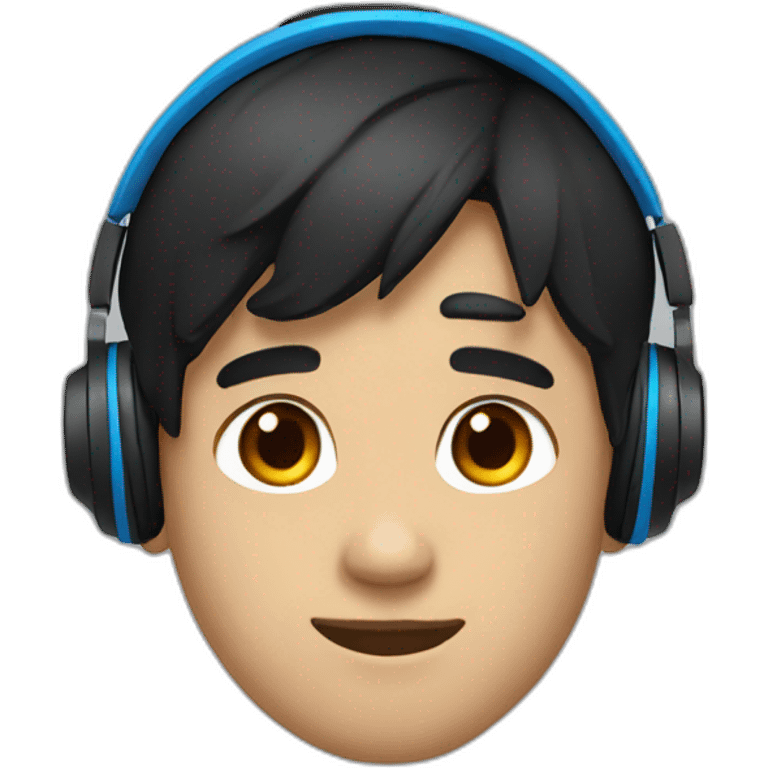  a young man with blue headphones, black hair emoji