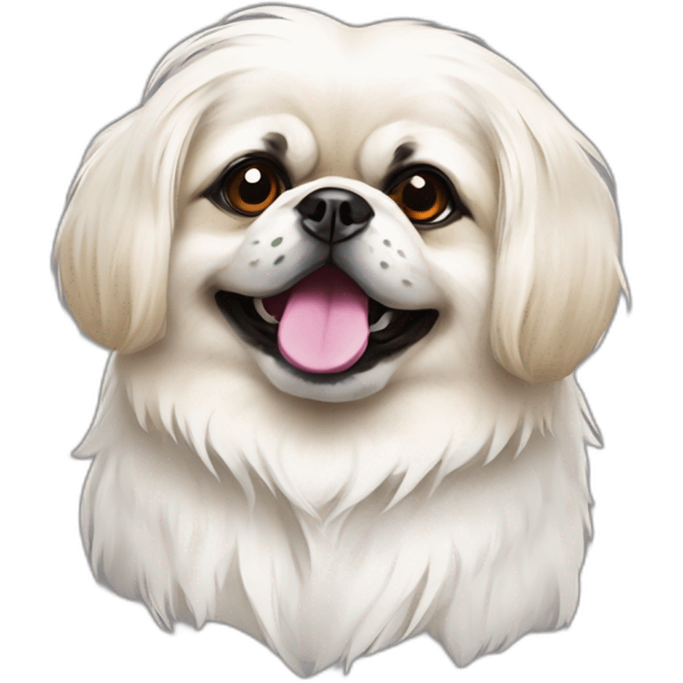 White Pekingese artist with colored paints emoji