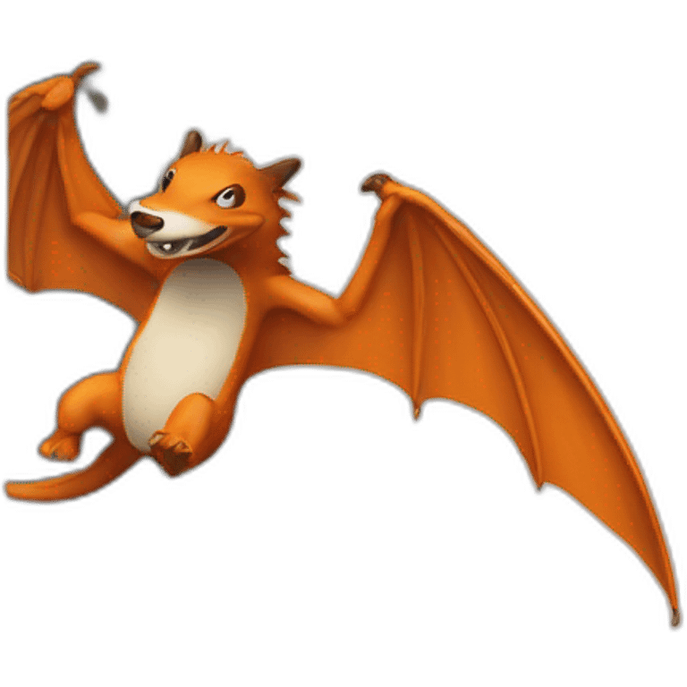 flying on a door half-badger half-dragon orange thinking of food emoji