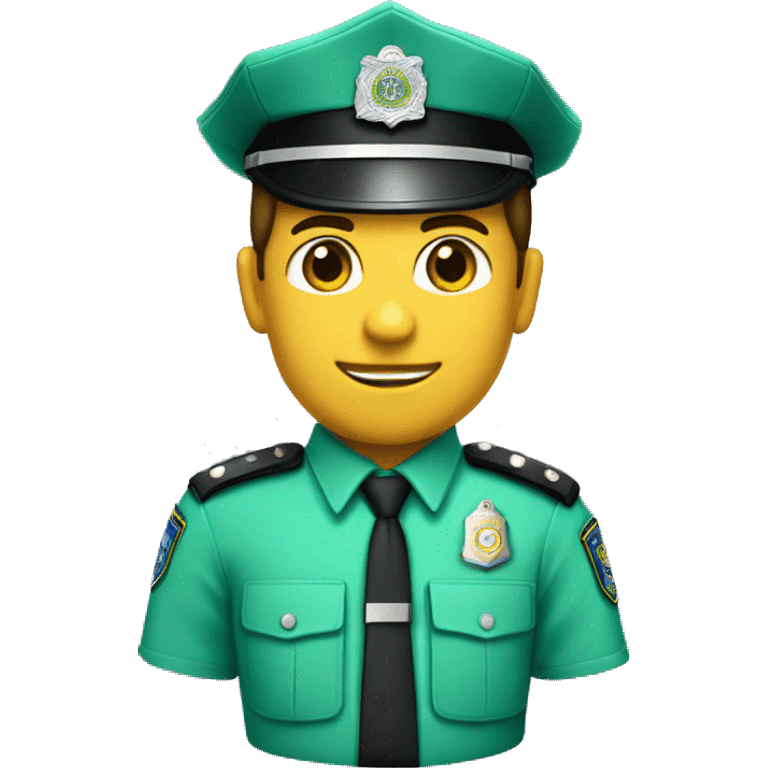 policia con uniforme verde, camisa verde agua, sin corbata emoji