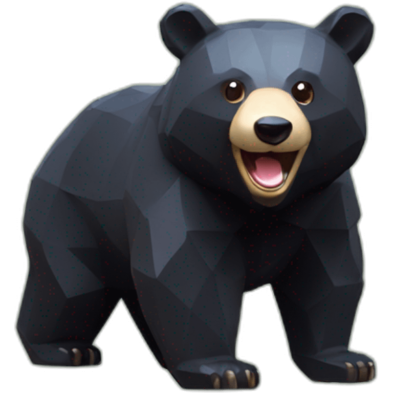 Happy Lowpoly black bear with oil emoji