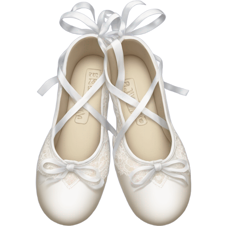 Crossed white ballet shoes with long and beautiful corses design, light lace cover all the surface emoji