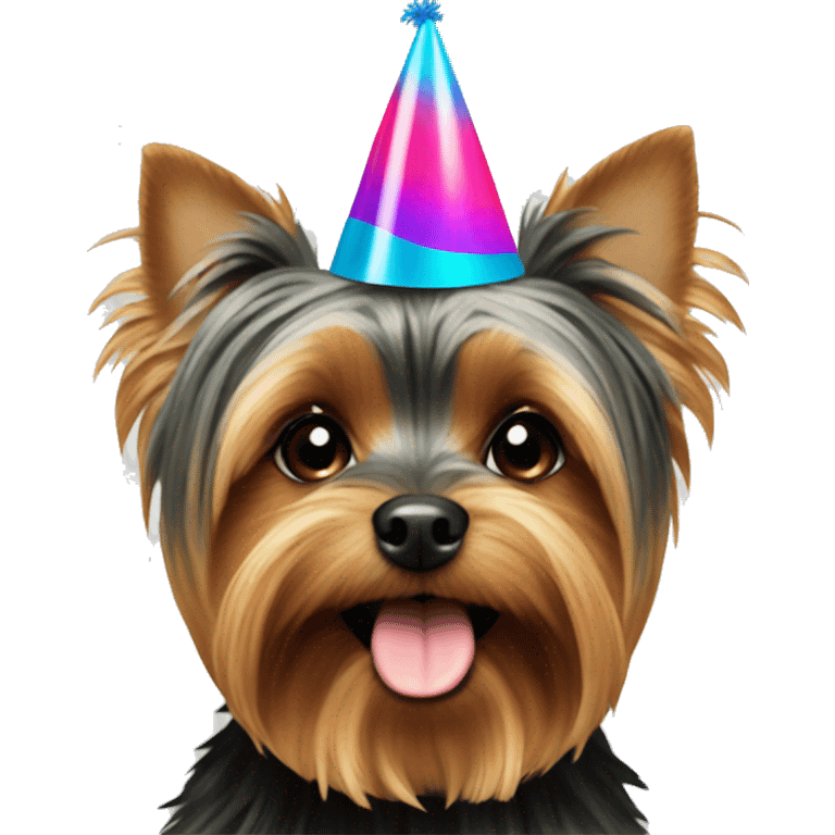 Yorkie with party hat emoji