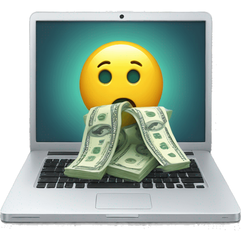 Laptop with money coming out emoji