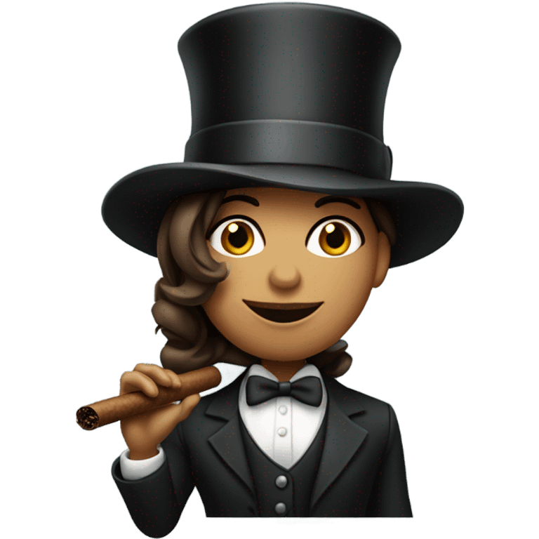 Caitlyn wearing a top hat with a cigar  emoji