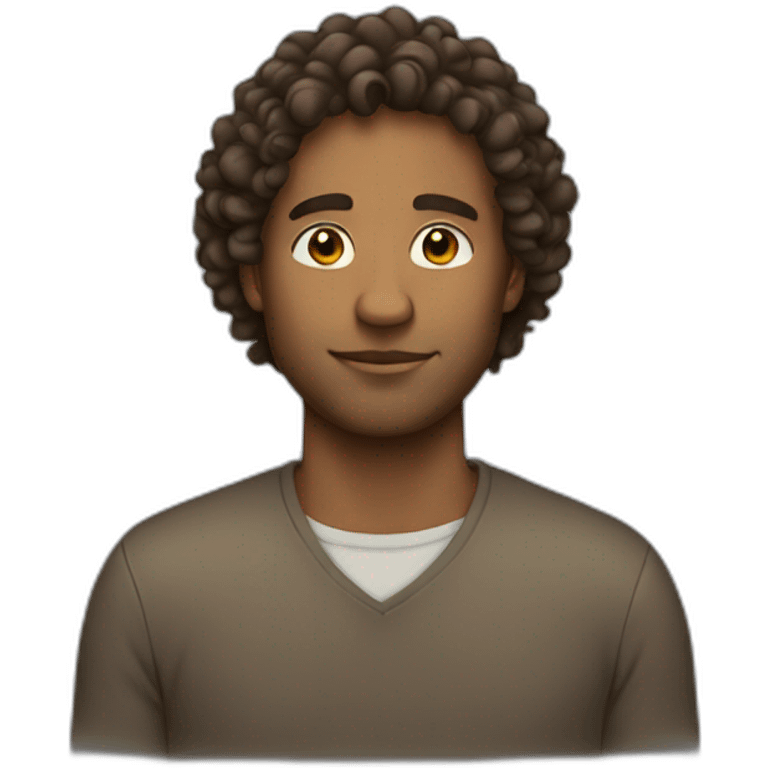 Brown man with long curly hair emoji