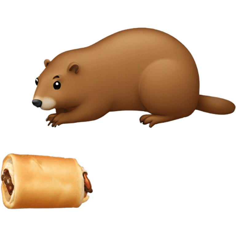 Groundhog eating a sausage roll emoji