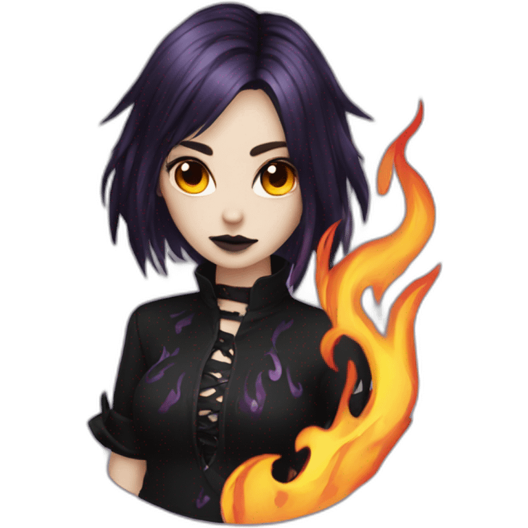 goth egirl with flame in chest emoji