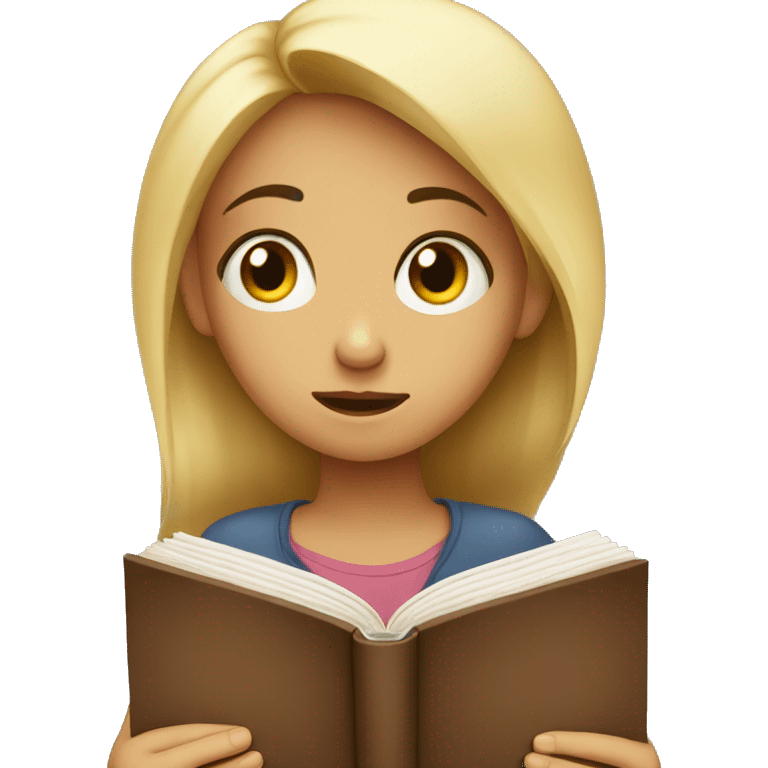 Girl with book, nervous and very sad emoji