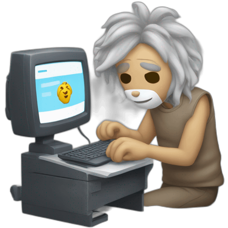 un leon escribiendo en una computadora emoji