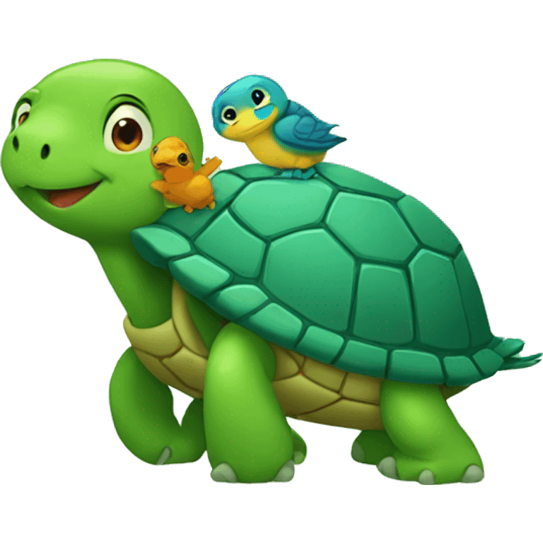 turtle hugging bird emoji