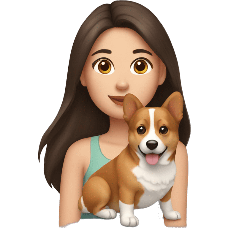 Brunette girl and corgi emoji