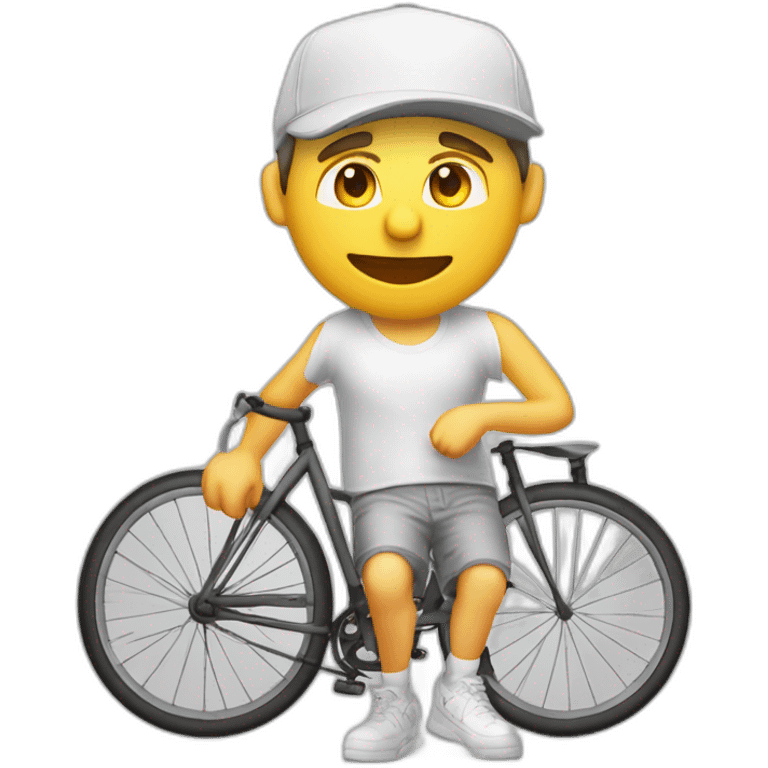 hombre gordo piel blanca con gorra bermudas pipa y bicicleta emoji