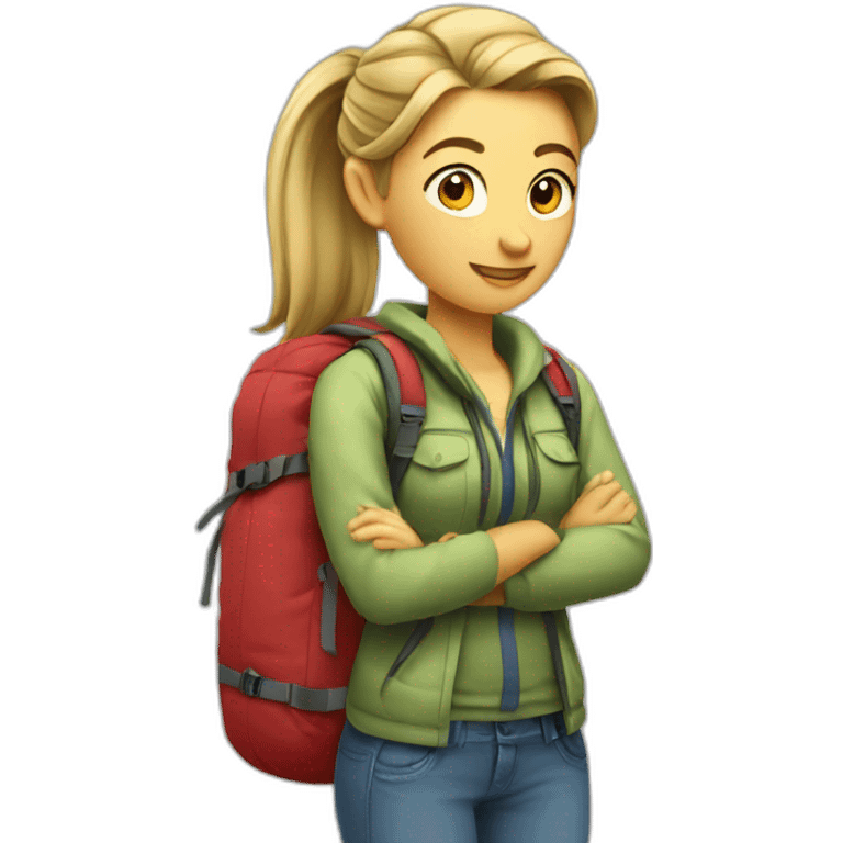 famale Backpackers with ponytail emoji