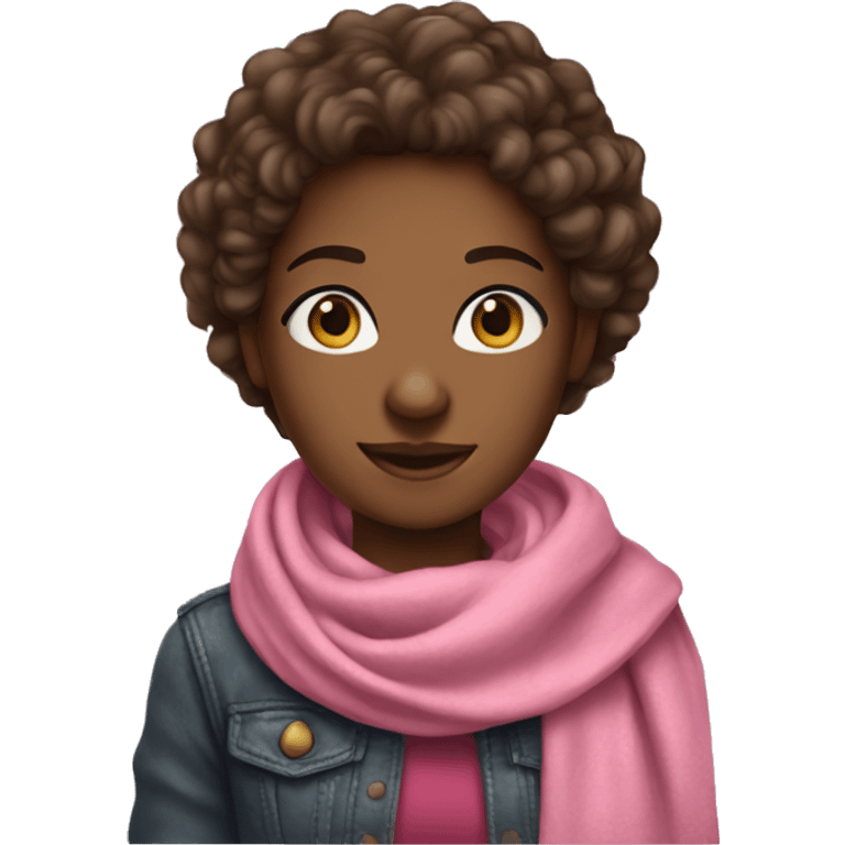 A brown-skinned girl with coarse hair and scarf pink emoji