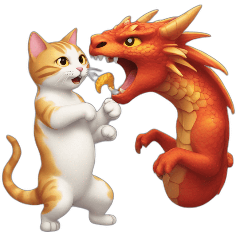 cat fighting a dragon emoji