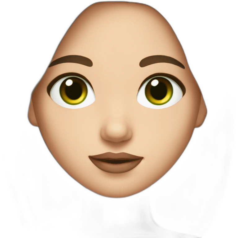 girl with brown hair, big green eyes, plump lips emoji