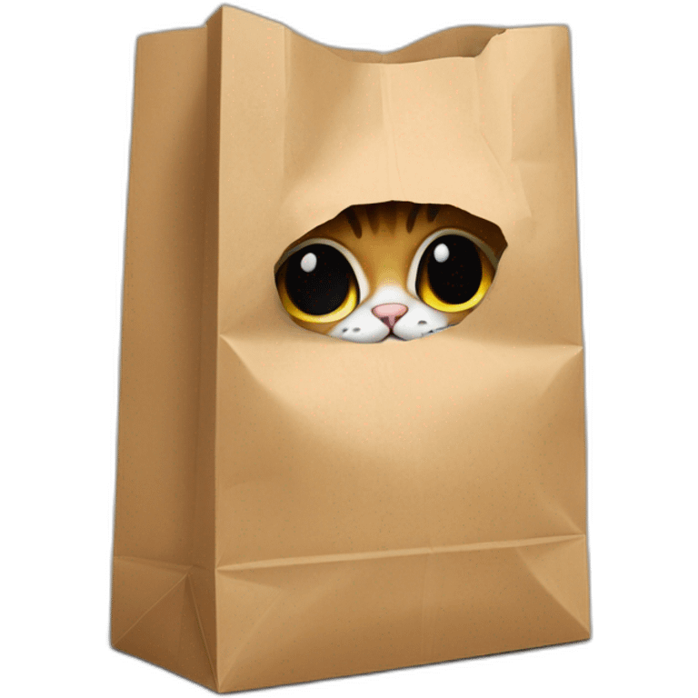 Cat hides in paper bag emoji