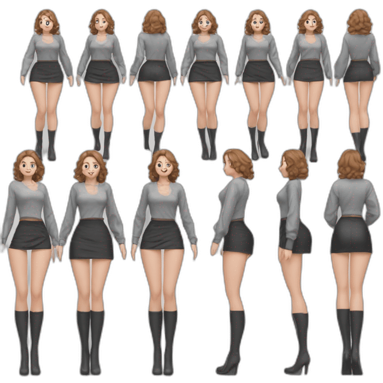 full-body-caucasian-curvy-beauty-наклоняется к земле-short-black-skirt-back-and-front-views-strong-wind-knickers-long-white-socks emoji