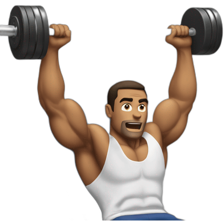 A jacked man bench pressing emoji