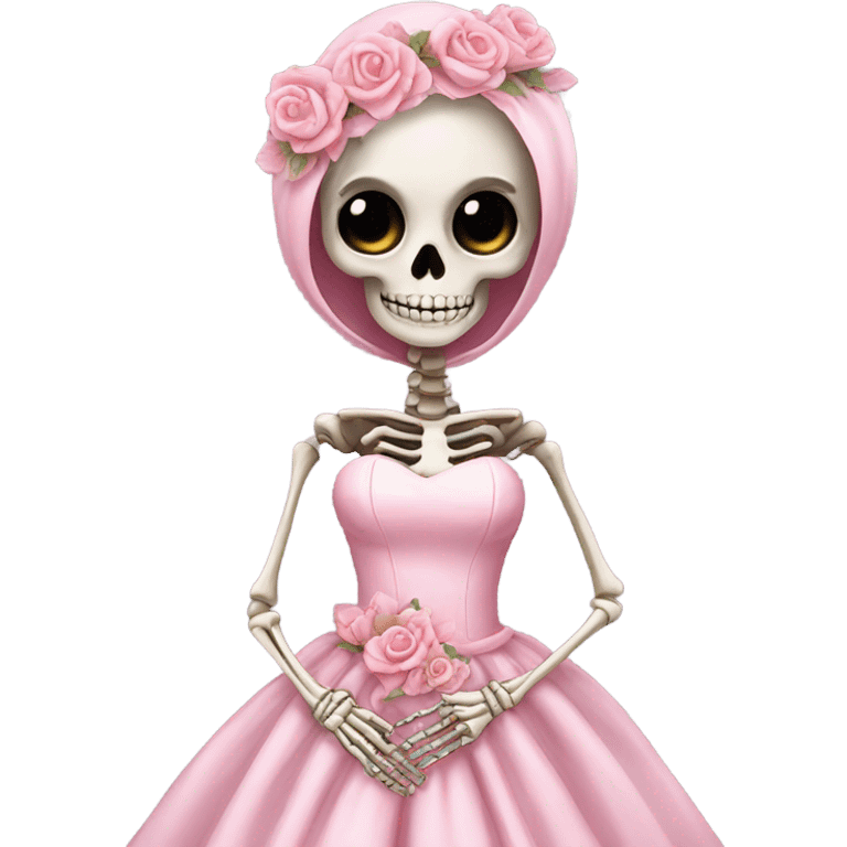 Skeleton wearing pink wedding dress  emoji