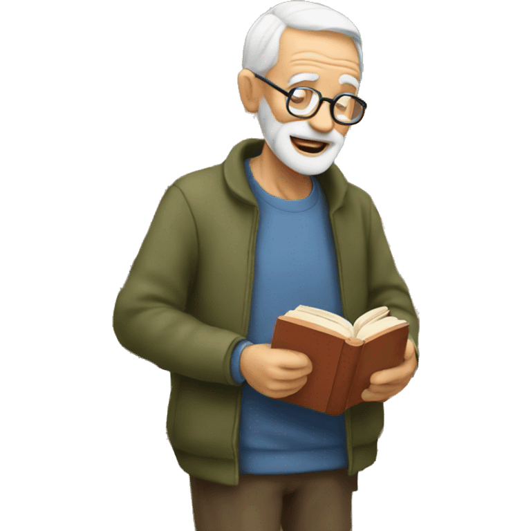 Old man buying books emoji