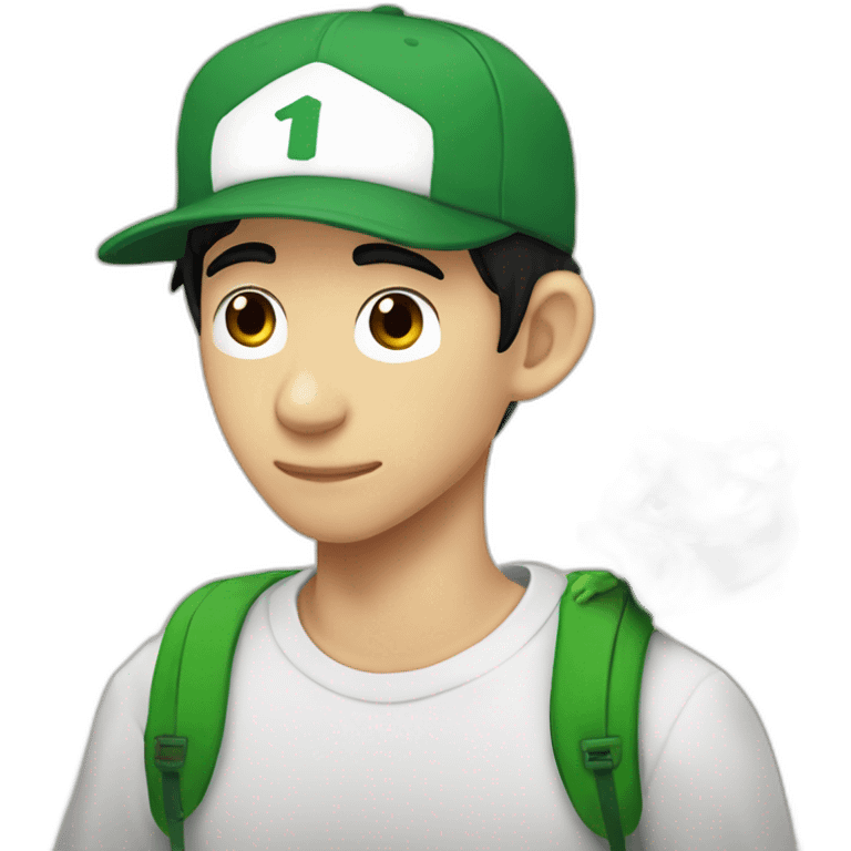 Fernanfloo con gorra de luigui y una rana sentada sobre su hombro emoji