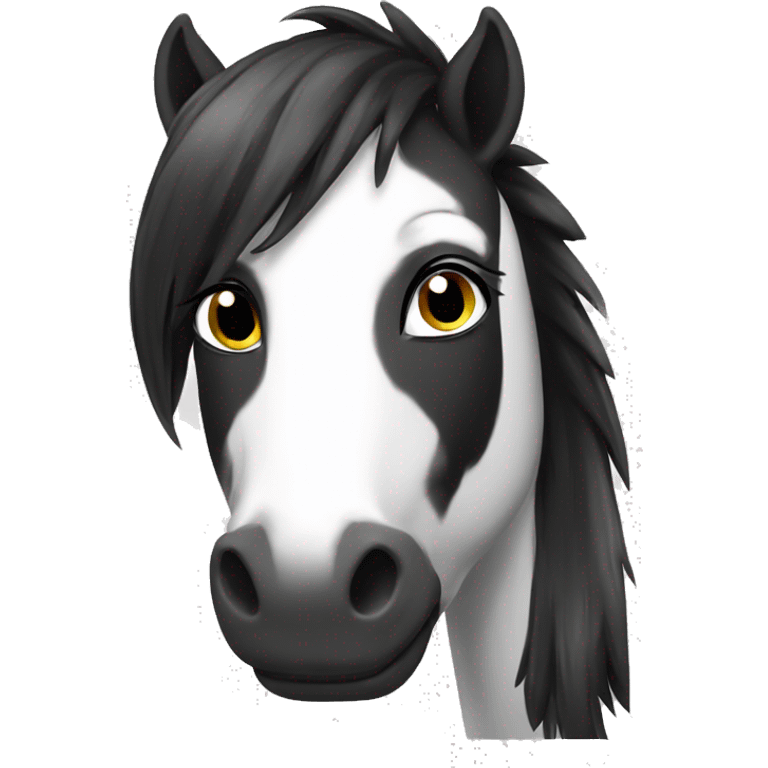 Black and white pony emoji