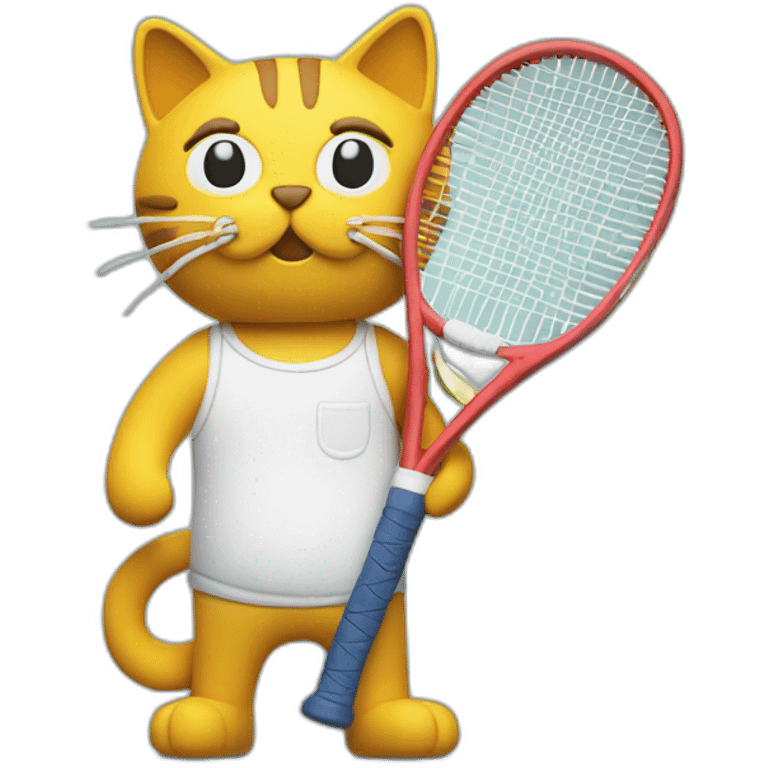 Plasticine cat with a tennis racket in his hand emoji