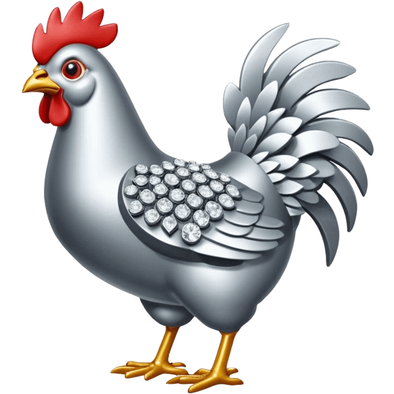 metal chicken with diamond bits emoji