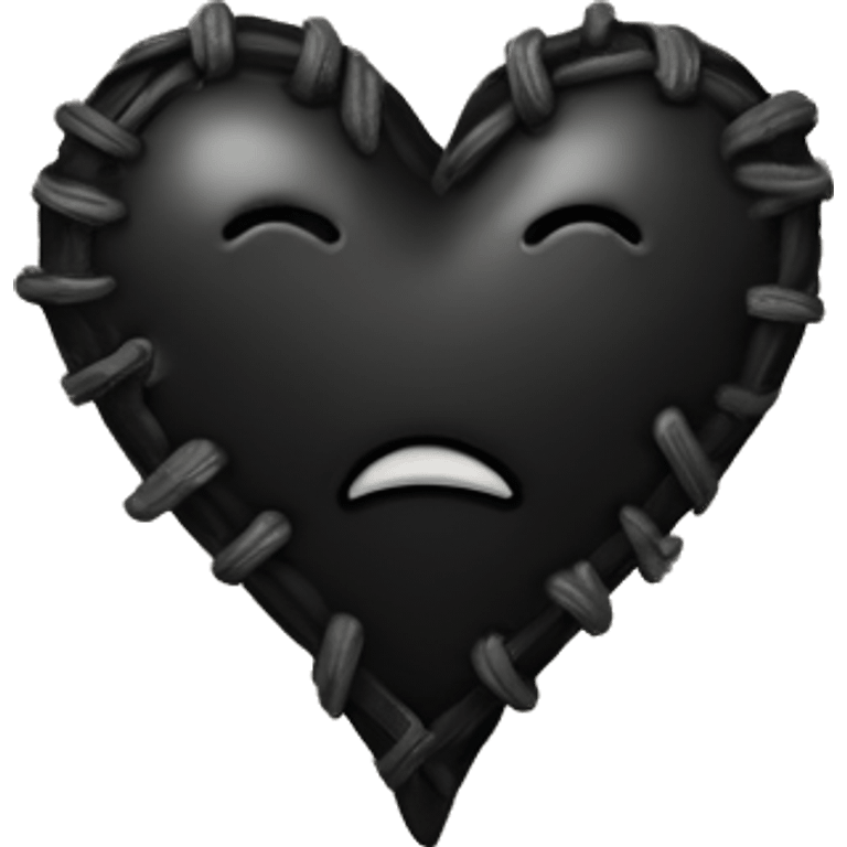 black heart with stitches on it emoji