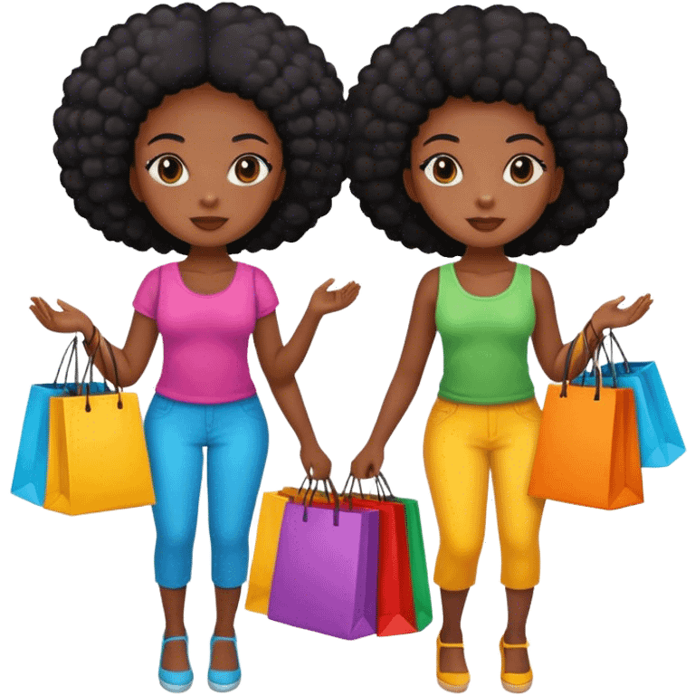 Two black girls shopping emoji