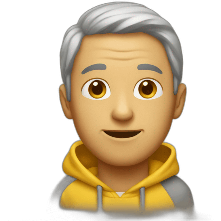 A mature boy wearing yellow hoodie emoji