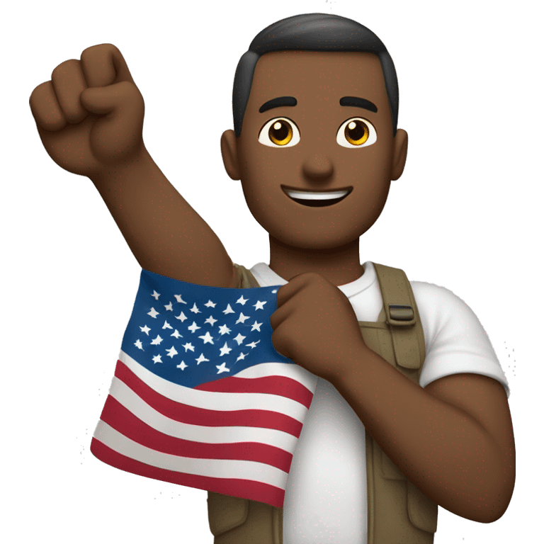 extremely american man saluting the flag with a strong arm emoji