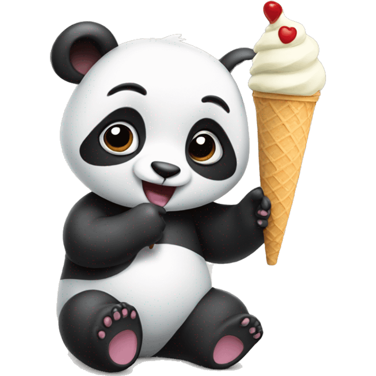 Panda eating ice cream emoji