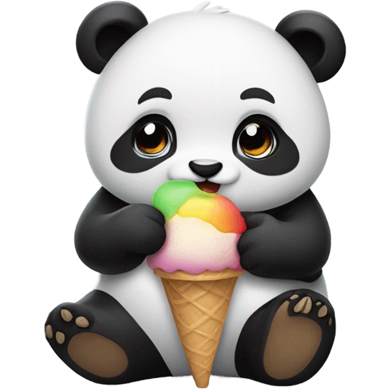 Panda eating ice cream emoji