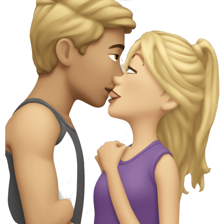 Blonde girl kissing brunnete boy emoji