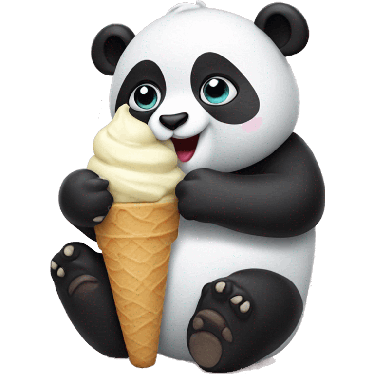 Panda eating ice cream emoji