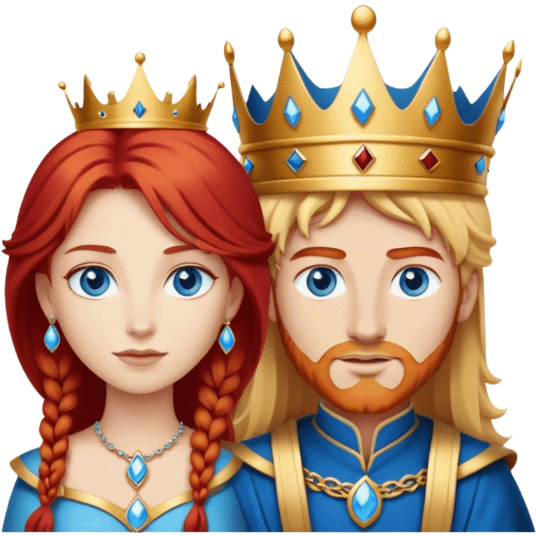 Red hair king, blonde queen, blue eyes emoji