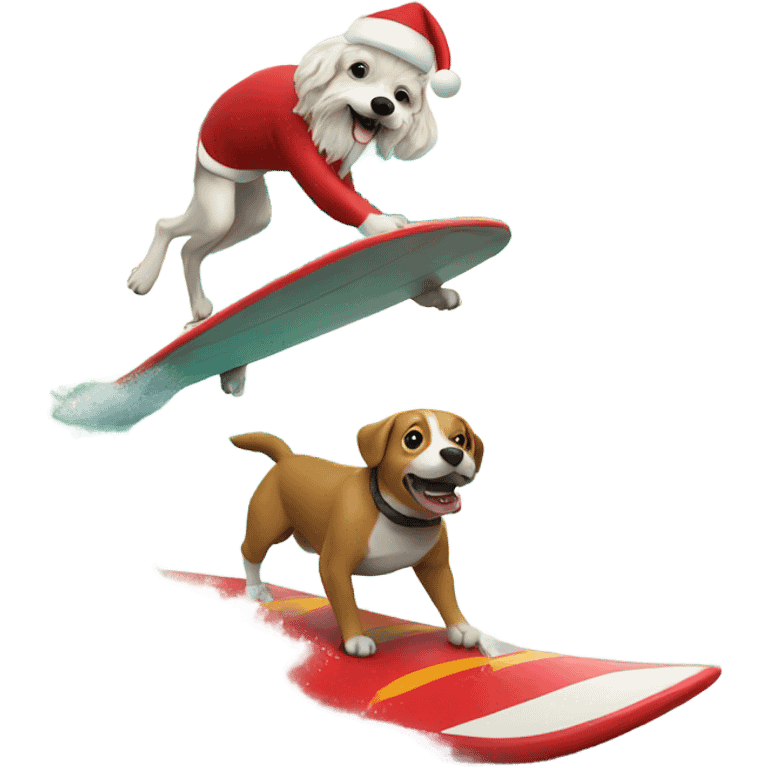 dog surfing with santa on a big wave emoji